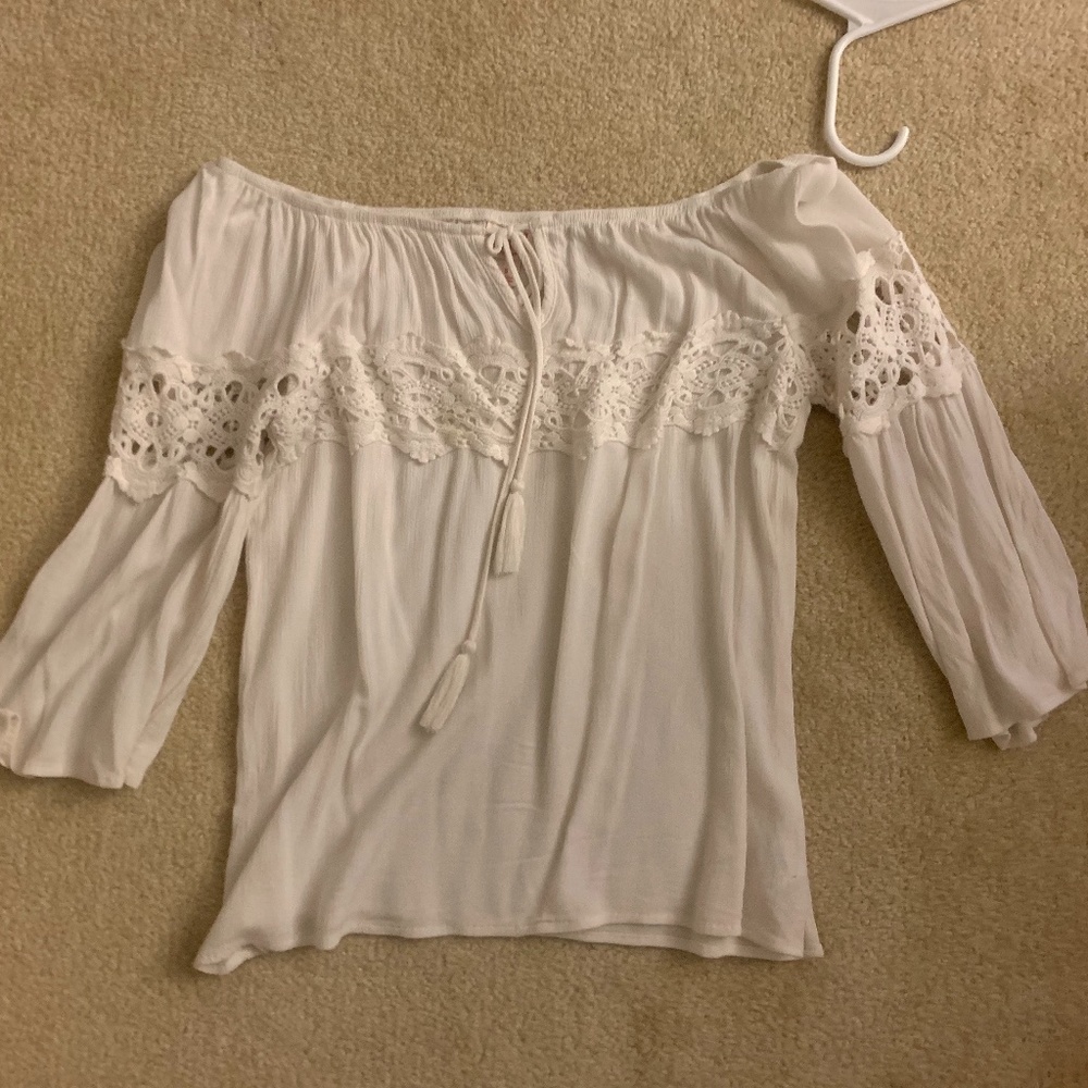 Off the Shoulder Off-White Bohemian Top